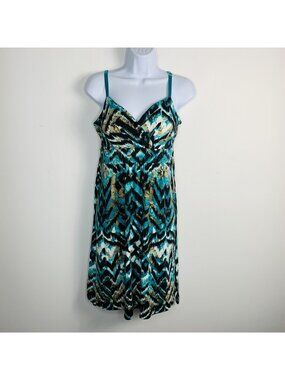 Philosophy by Republic Sun Dress sz S Blue Black Waist Tie Resort Vacation Core